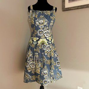 Terra Cotta Clothing cotton sundress, blue green with peacocks, size M